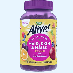 Nature's Way Alive Hair Skin Nails Gummy - Strawberry - 60ct : Target